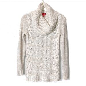 ELLE Tan Chunky Cable Cowlneck Sweater XS